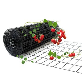 Black Welded Wire Fence PVC Coated Chicken Wire Fencing 60in H x 50ft L, 2in X 4in 14GA, 2/3/4/5/6 Ft Tall Wire Mesh Roll for Dog Border Garden Yard Vegetable Plant Protection Poultry Netting