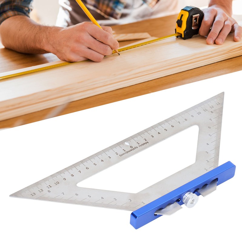 Woodworking Triangle Ruler Carpenter Square 140mm Dual Scale Measuring Scribing