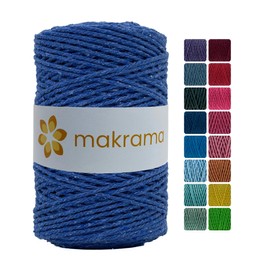 MAKRAMA Cuerda de Algodón 2mm Macramé 200 Metros 500gr Colores (Azul Cobalto)