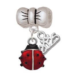 Delight Jewelry Silvertone Mini Red Translucent Ladybug - Silver-tone Bow Charm Bead Dangle with Mini 2025