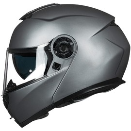 ILM ECE22.06 Model 159 Flip-Up Motorcycle Helmet Full-Face Helmet Double Visor Grey XL