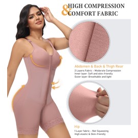 M MYODRESS Fajas Colombianas Moldeadoras Full Body Shapewear for Women Tummy Control Bodysuit Post Surgery Compression Pink