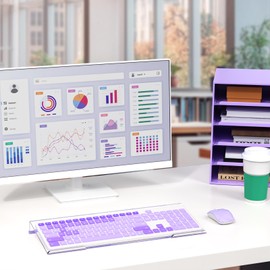 Rulyyo Ergonomic Computer Keyboard Stand - 17 Inch Clear Acrylic Keyboard Riser for Desk Tilted Keyboard Holder Tray with Purple Non-Slip Strip for Home Office Easy Typing & Working