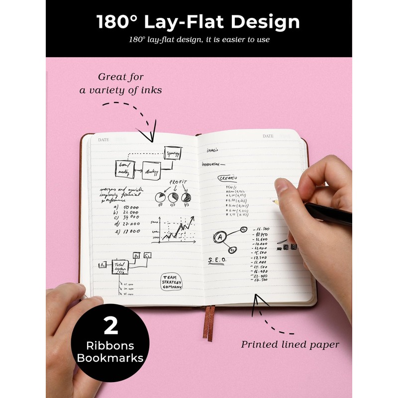 AISBUGUR Pocket Notebook Small Notebook 2-Pack, 3.5" x 5.5" Pocket