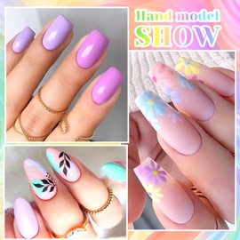 MEET ACROSS Macaroon Rubber Base Gel Polish Nude Gel Nail Polish Set for Nails Rubber Gel Polish Kit 8 Colors Rubber Nail Polish Pink Purple Builder Gel Set Gift