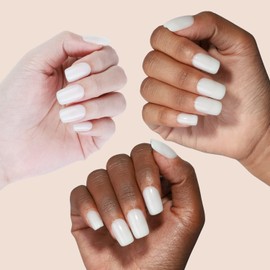 LY LANYOS Press On Nails Short, Short Fake Nails, Square Glue on Nails, Reusable Stick on nails with Nail Glue in 16 Sizes, 32 Pcs, Ivory