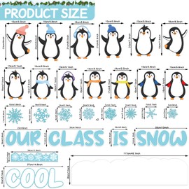 Winter Bulletin Board Decoration Set Winter Holiday Classroom Decorations Penguin Paper Cutouts Blackboard Border Christmas Bulletin Board for Xmas Holiday School Wall Door Decoration