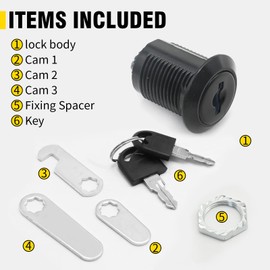 EATAKWARD 3/4 inch RV Drawer Cam Lock, Single Key, 3Lock Cams (6,7,9), Black, (Pack of 3）