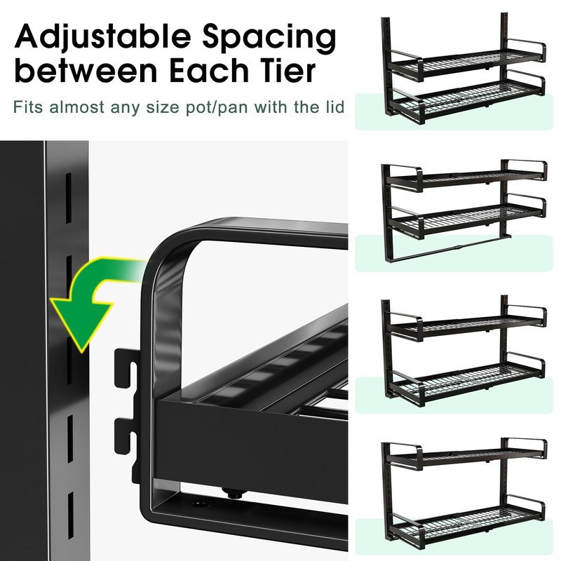 19"- 30" Expandable Hanging Pot Rack, 2 Tier Heavy Duty