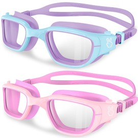 Vvinca Kids Swim Goggles, Swimming Goggles for Toddlers Kids 3-14 Outer-Eye Fit Anti-Fog UV Protection No Leak Soft Liquid Silicone Seal Anti Shattered Lens Pool Glasses for Boys Girls Teens Gift