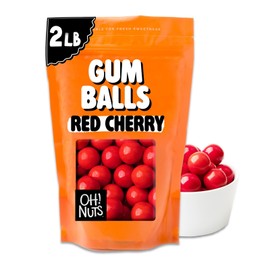 Gumballs for Candy Buffet and Party Favors - 2 LB Flavored 1 Inch Wedding Gumballs - Oh! Nuts (Red Pearl Gumballs)