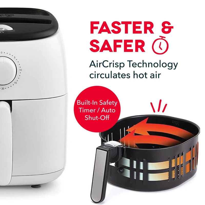 DASH Tasti-Crisp™ Electric Air Fryer Oven, 2.6 Qt., White –