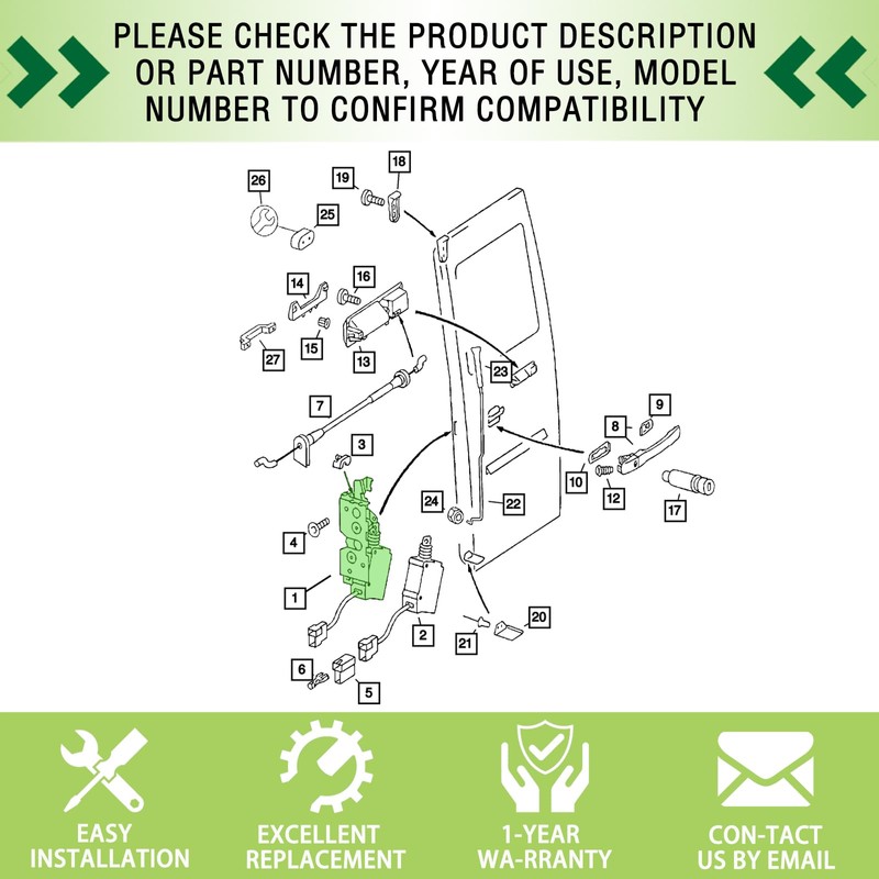 Rear Door Latch Lock Assembly Compatible with 1995-2006 Mercedes Sprinter