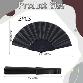 YFHUVB Paper Fans, 2pcs Hand Fan Folding, Handheld Fan Folding, Folding Fans Handheld, Folding Fan For Women Men, Paper Fan For Wedding Party Decoration Birthday Gifts