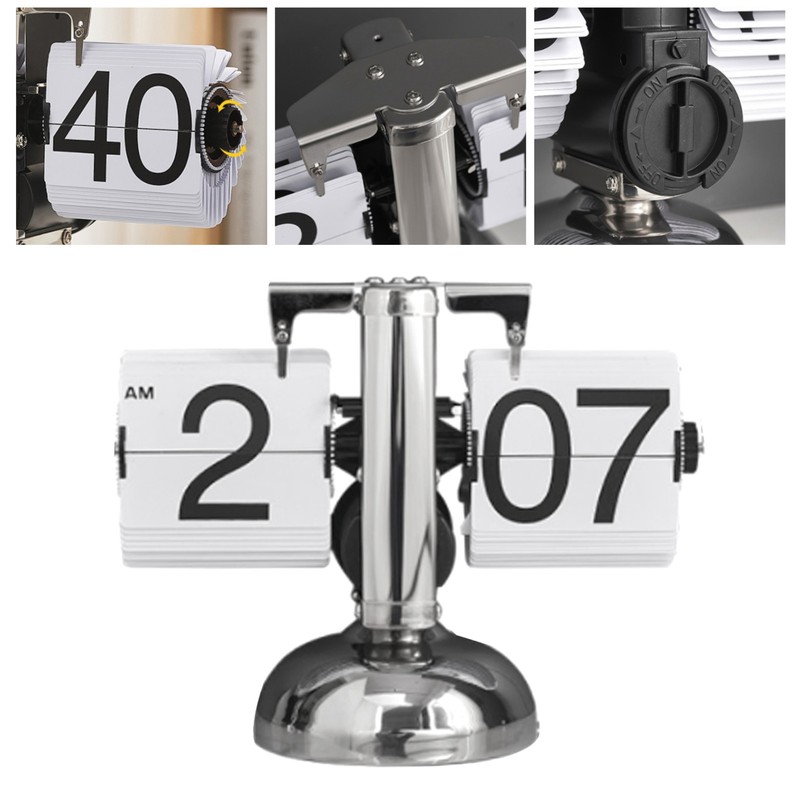 Digital Flip Down Clock Retro Minimalist Single Foot Mechanical Auto