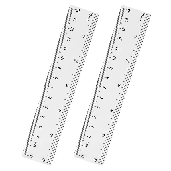 Unjoo Clear Plastic Ruler 6 Inch Straight Ruler, Shatterproof Ruler