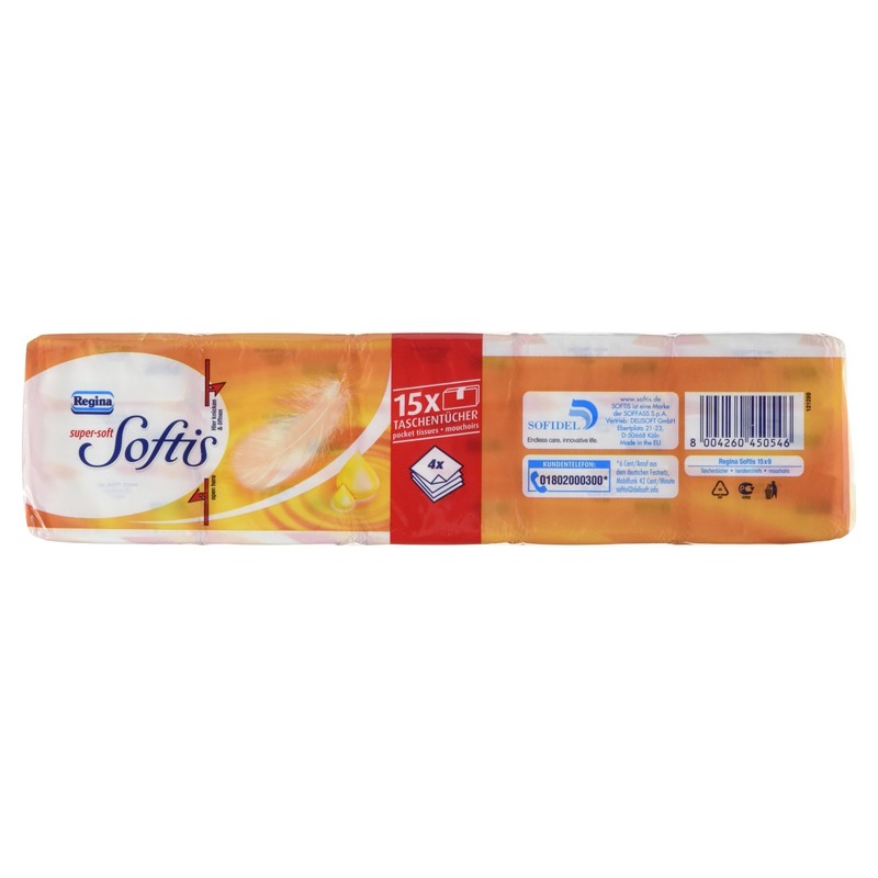 Regina Softis 4-ply Aloe Vera handkerchiefs, 15 x 9 Pieces