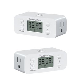 DEWENWILS 2 Pack Indoor Countdown Timer Outlet, Timers for Electrical Outlets Indoor, Large Screen and Repeat Function, Up to 36 Hours, Auto Shut Off for Fan, Lights, Charger, 15A/1000W, UL Listed