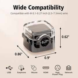 Rockbirds Six Pack Desk USB Magnetic Cable Clips, Flip-top Cord Organizer with Strong Adhesive Wire Organizer for Cable Management, Versatile Cord Holder for Nightstand, Office, Kitchen (Black)