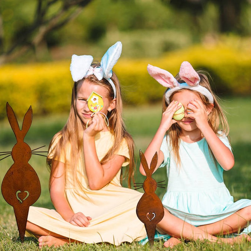 Easter Iron Bunny Adornments Easter Crafts Decorations for Lawn Garden