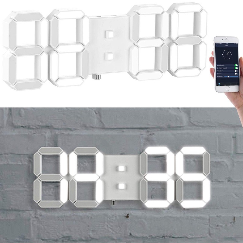 Lunartec Digital Clock: Dimmable LED Table & Wall Clock, Temperature