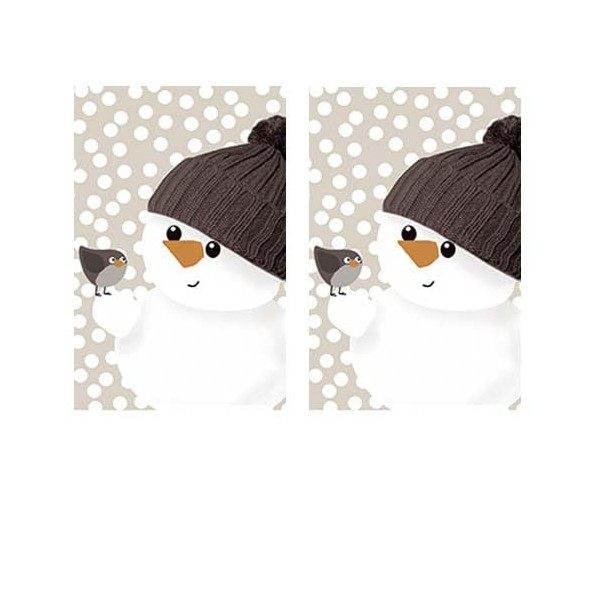 20 Individual Handkerchiefs Christmas Snowman Delighted with Bird 2 Packs