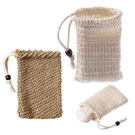 2 PCS Soap Bag, Sisal Soap Bag, Natural Fiber Soap Bags, with Drawstring, Natural Soap Saver Pouch, for Foaming or Drying Soaps