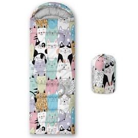 Tuzaovy Cozy cat Womens Teen Girls Sleeping Bag Ages 3-6,Adult Animal Camping Sleeping Bag for Kids 10-12 Boys