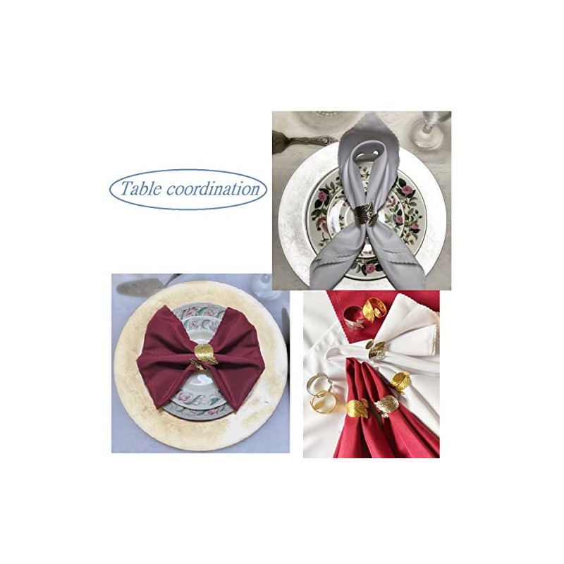 Milkcat Gold Napkin Rings Set of 6 Leaf Design Dinner
