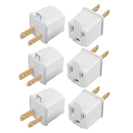 TENINYU Grounded Adapter 3-Prong to 2-Prong Outlet Converter - 3 Pin to 2 Pin Plug Socket Adapter Extension for Electrical Cord, Household, Workshops, Industrial, Machinery (6 Pack)