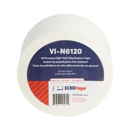 ECHOtape VI-N6120 | White Multi-Purpose Construction Tape | Stucco Masking Tape | Temporary Hold Tape | No Residue Vinyl Tape | Vinyl Repair Tape | Vinyl Floor Marking Tape | 2.83 in x 60 yds