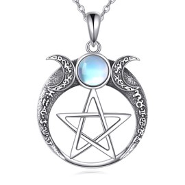 JERWLI Witch Pentagram Necklace for Women 925 Sterling Sliver Pentacle Hecate Necklace Witchy Jewelry for women