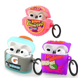 [3Pack] Gedicht for Airpods 3rd Generation Case, Funny 3D Cartoon Candy Energy Bottle Bubble Gum Design Silicone Soft Cases for Airpods 3rd Case Cover, with Keychain Kids Women Men for Airpods 3 Case