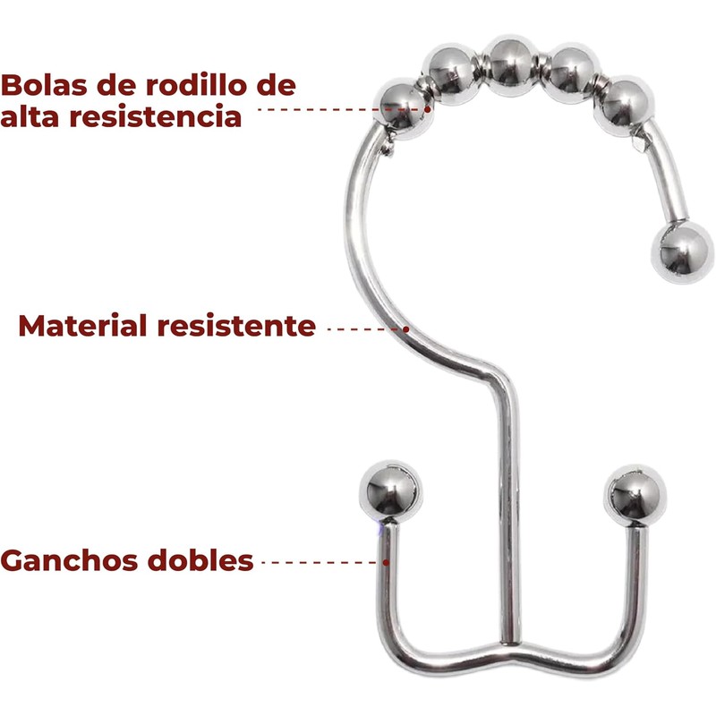 Mebix TRD Kit De 12 Ganchos para Cortinas de baño