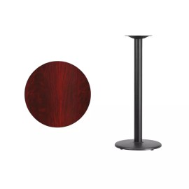 Belnick 24" Round Mahogany Laminate Table Top With Base - Bar Height Restaurant Table