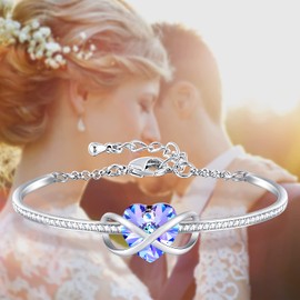 GEORGE · SMITH Silver Crystal Bracelets for Women Ladies Infinity Womens Bracelets Bangle With 5A Cubic Zirconia-Jewellery Gifts for Mum Wife Friend Birthday Wedding Christmas