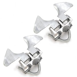 TIBEGOLD Chain Link Fence Butterfly Gate Latch, Galvanized Automatic 2 Way Lockable Gate Latch for 1-3/8" Gate Frame and 2-3/8" Gate Post, Fence Gate Latch with Padlock Hole, Silver, 2 Pack