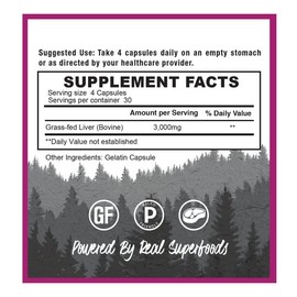 Wild Warrior Nutrition Grass Fed Dessicated Beef Liver - 120 Capsules - Grass Fed Grass Finished from New Zealand - No Fillers GMO Free Hormone Free Paleo