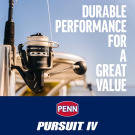 PENN 7’ Pursuit IV 2-Piece Fishing Rod and Reel (Size 4000) Nearshore/Offshore Spinning Combos, 7’, 1 Graphite Composite Fishing Rod with 5 Reel, Durable and Lightweight,Black/Silver