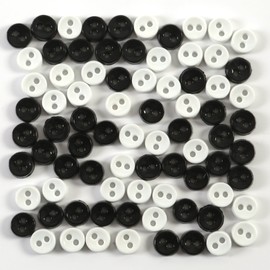 Blumenthal Lansing Favorite Findings Mini Round Buttons, Pack of 75, All One Size and Style, Doll Clothes, Button Flowers and Stacking - Black & White