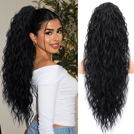 CINHOO Extensión De Coleta Corta Gris Con Cordón Ajustable Para Mujeres Negras, 30 Cm(12") Extensiones De Cabello Postizo, Coleta Suelta, Ondulada, Rizada, Moño Despeinado, Pieza De Cabello Para Cabel