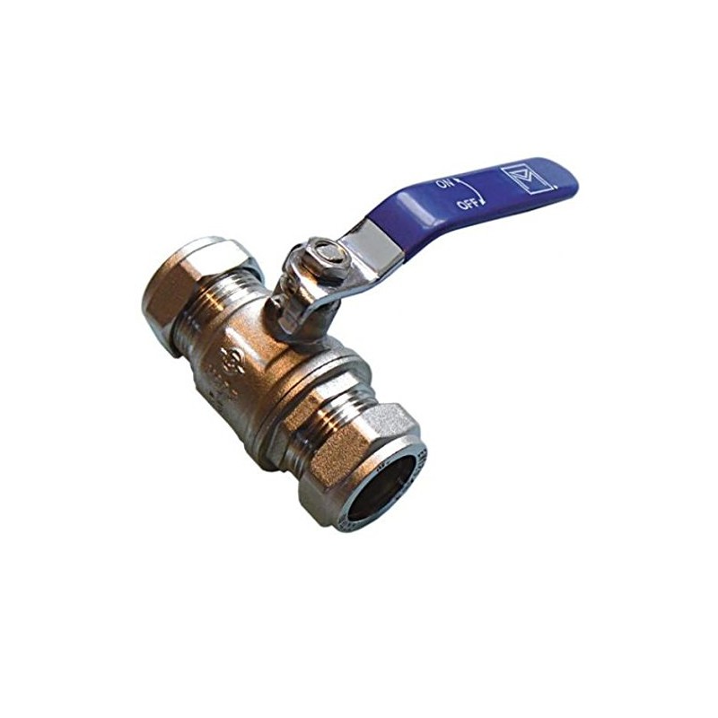 35mm Lever Ball Valve - Blue Handle