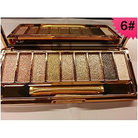 JGB 9 Colors Diamond Bright Colorful Makeup Eye Shadow Palette Set Flash Glitter Eyeshadow with Brush,6 Edition ? (6)