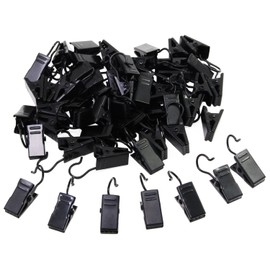 KEESIN Stainless Steel Curtain Clips Metal Hanging Hooks for Curtain Photos Home Decoration Pack of 50 (Black)