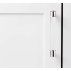 Hickory Hardware 1 Pack Solid Core Kitchen Cabinet Pulls, Luxury Cabinet Handles, Hardware for Doors & Dresser Drawers, 6-5/16 Inch (160mm) Hole Center, Crysacrylic with Matte Black, MIdway Collection