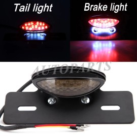 DREAMIZER 12V 19 LED LICENSE PLATE MOUNT HOLDER TAIL BRAKE LIGHT SMOKE LEN FOR STEET BIKES
