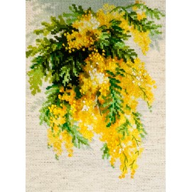Riolis 1615 Cotton Mimosa – Cross Stitch Kit, Multi-Color, 18 x 24 x 0.1 cm