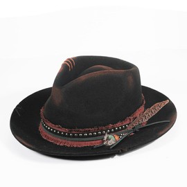 Vintage Fedora Hat Firm Wool Felt Hat Panama Hat Classic Rancher for Men Women Wide Brim Hat