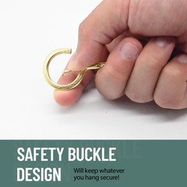 MIHUYAN 20 PCS Gold Round Q Hanger Hooks with Safety Buckle, Anti - Slip Screw Hooks for Hanging Holiday Decor, Bird Feeders, Lanterns, 2.2 Inches