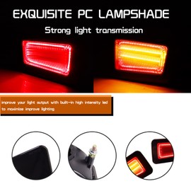 Tonsya Compatible With 2005 2006 2007 2008 2009 Hummer H2 Rear Bumper Reflector Tail Lights Turn Signal Daytime Running & Brake Stop Lamps 3 IN 1 Replacement 3D Optic Smoked Lens Amber & Red Led